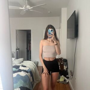 Forever-21 Women's White and Pink Crop-top